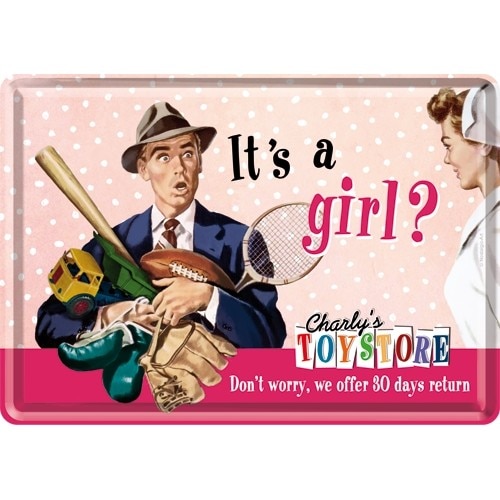 Tablou metalic - It's a girl? - 10x14 cm