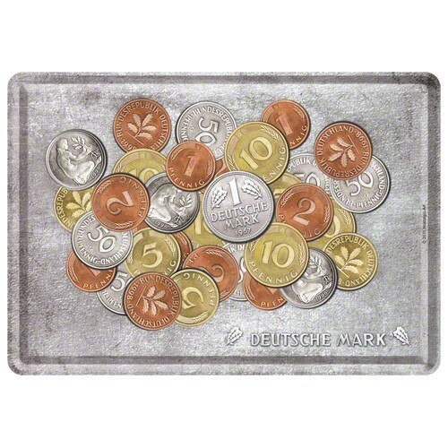 Tablou metalic - Deutsche mark - Coins - 10x14 cm