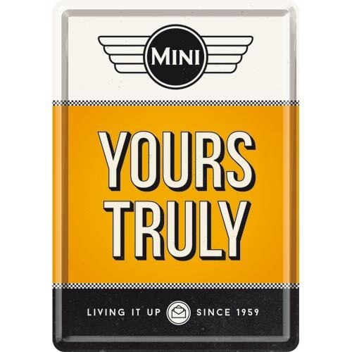 Tablou metalic - Mini Cooper - Yours Truly - 10x14 cm