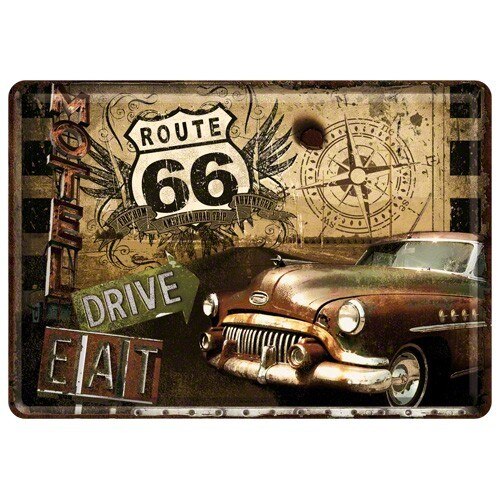 Tablou metalic - Route 66 - Motel - 10x14 cm