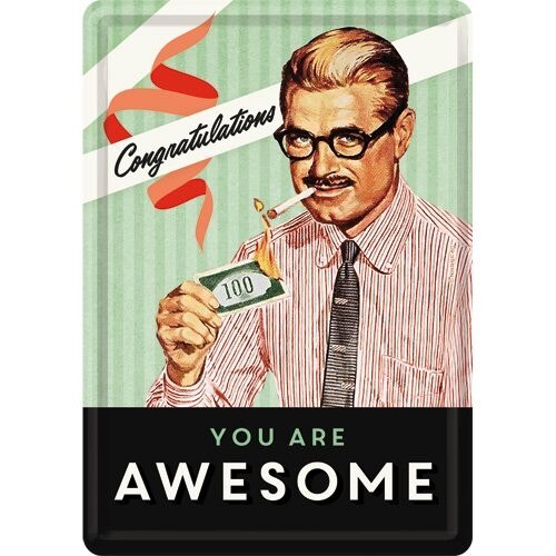 Tablou metalic - You Are Awesome - 10x14 cm