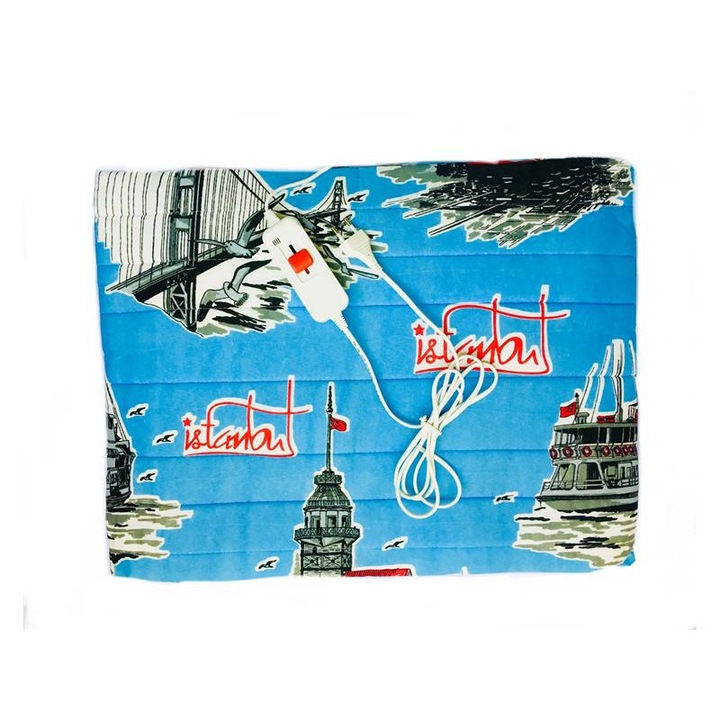 Електрически матрак HouseXL™ Palmiye, 115X150 см, 80 W, 2 температурни нива, Електрическо одеяло, Син