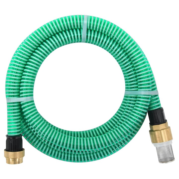 Смукателен маркуч с месингови съединители vidaXL, 1,1", 15 м, PVC, 3.55 kg