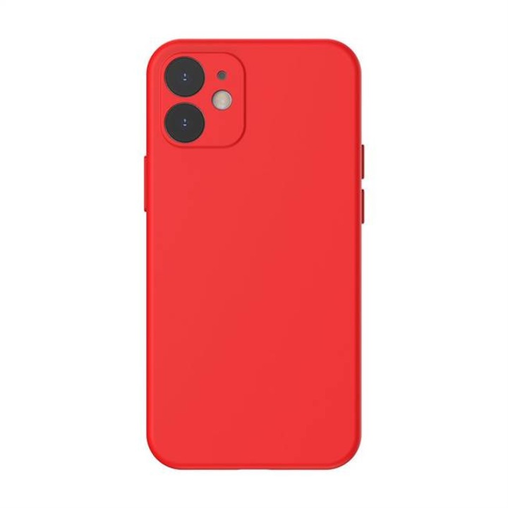 Baseus Liquid Silica Gel tok Rugalmas gél tok iPhone 12 mini élénkpiros (WIAPIPH54N-YT09) telefontok