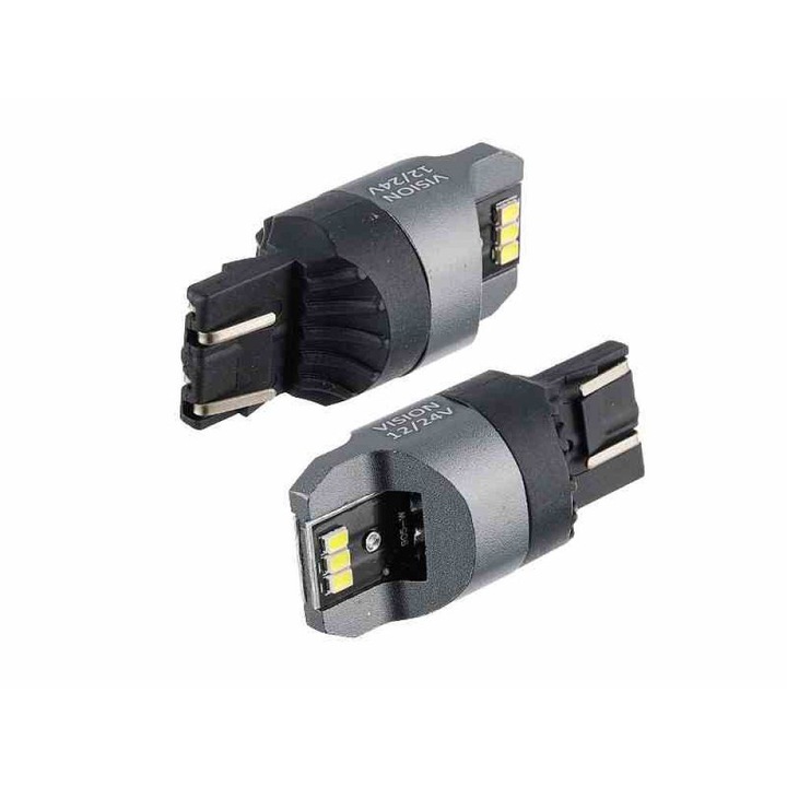 Izzó Carmotion, VISION, W21 / 5W (T20q), 12 / 24V, 6x 3020 SMD LED, Nem poláris, CANBUS, Fehér, 2 db