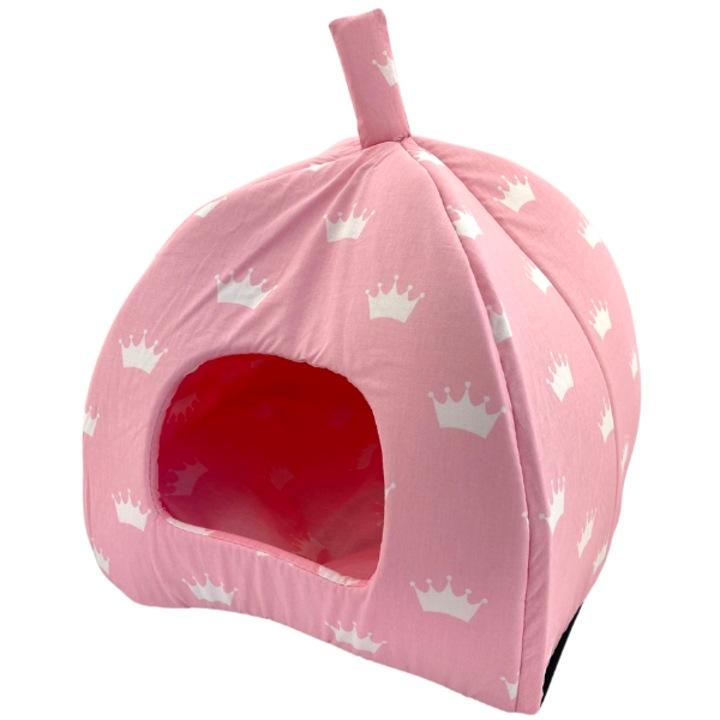 Casuta animale de companie, Roz/Alb, S