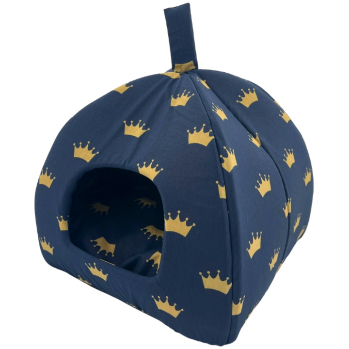 Къщичка/Легло за Домашен любимец 2421, Тъмносин/Златист, M