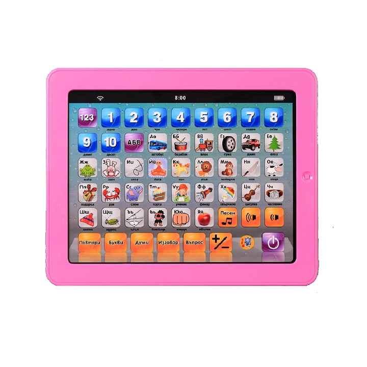 Детски таблет VRZ, На български, Образователна игра, С батерии, Розов
