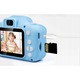 Zola gyerekkamera, HD képernyő, 2 hüvelykes, USB töltés, 5 játék, 16 GB-os memóriakártya, védőburkolat, cica modell, kék
