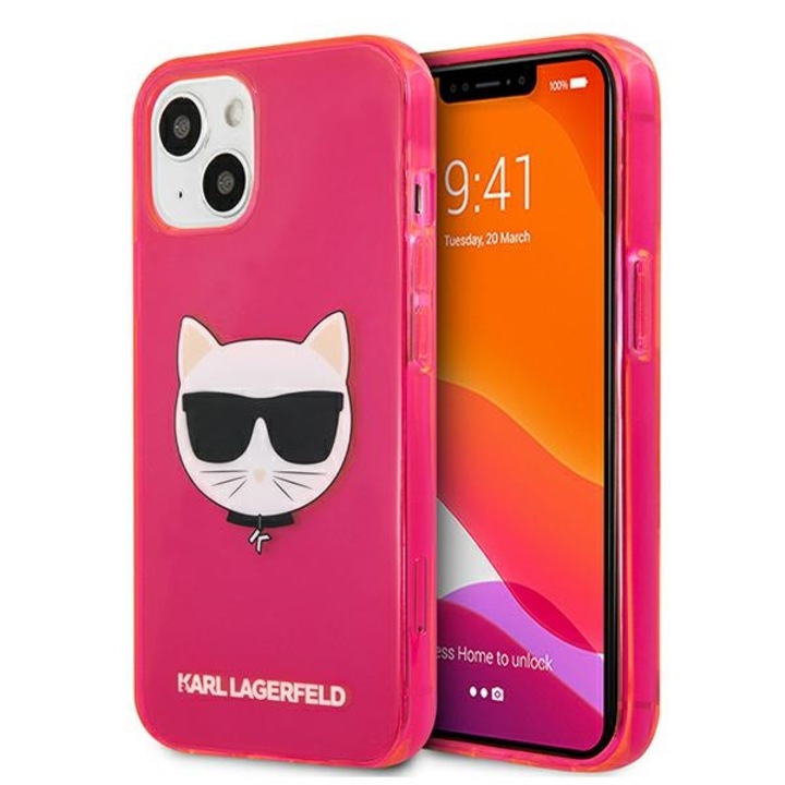 Кейс за iPhone 13 Karl Lagerfeld Glitter Choupette Fluo pink