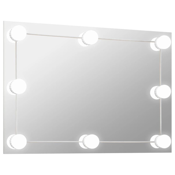 Oglinda de perete cu lumini LED vidaXL, sticla, dreptunghiulara 2.29 kg