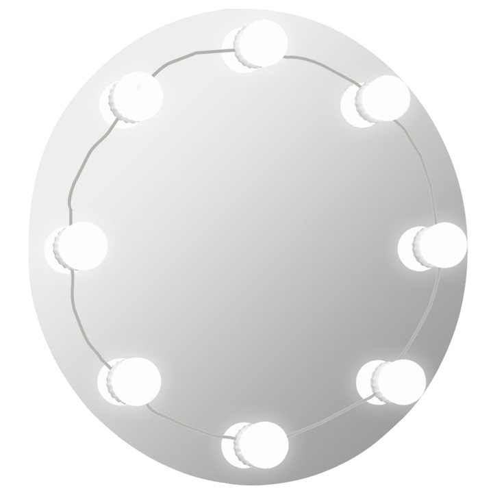 Стенно огледало с LED лампи vidaXL, кръгло, стъкло, 1.87 Kg