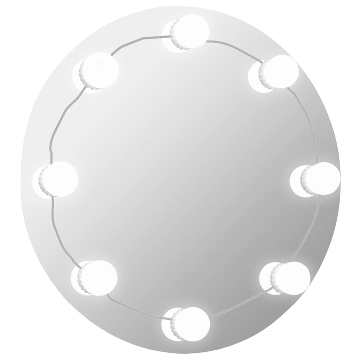Стенно огледало с LED лампи vidaXL, кръгло, стъкло, 4.55 Kg
