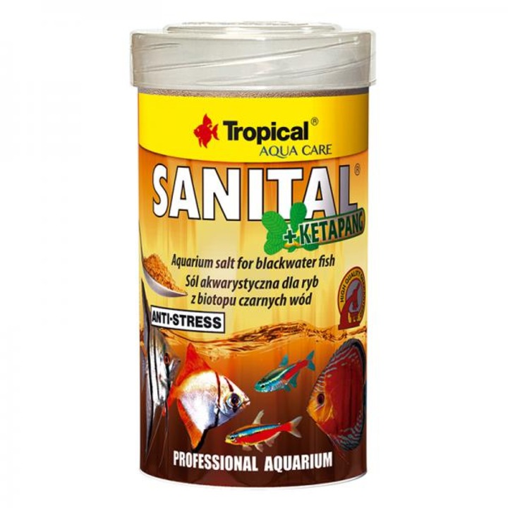 Sare pentru conditionarea acvariilor, Tropical Aqua Care Sanital + Ketapang, 120g