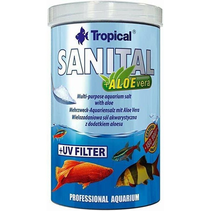 Sare pentru conditionarea acvariilor Tropical Aqua Care Sanital + Aloe Vera 1200g/1000ml
