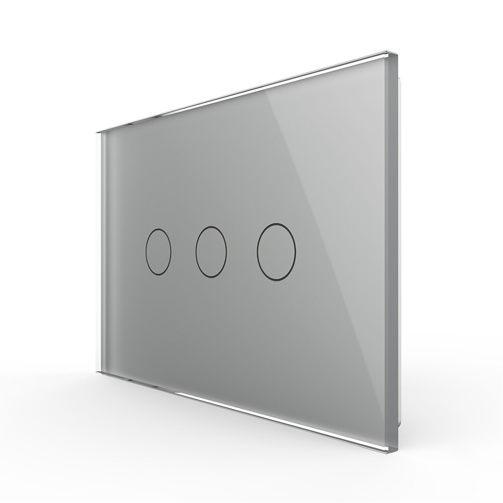 Panou intrerupator triplu cu touch Livolo din sticla, standard Italian, Gri