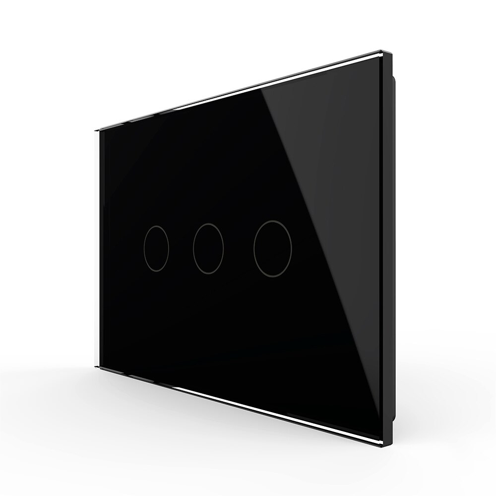 Panou intrerupator triplu cu touch Livolo din sticla, standard Italian, Negru