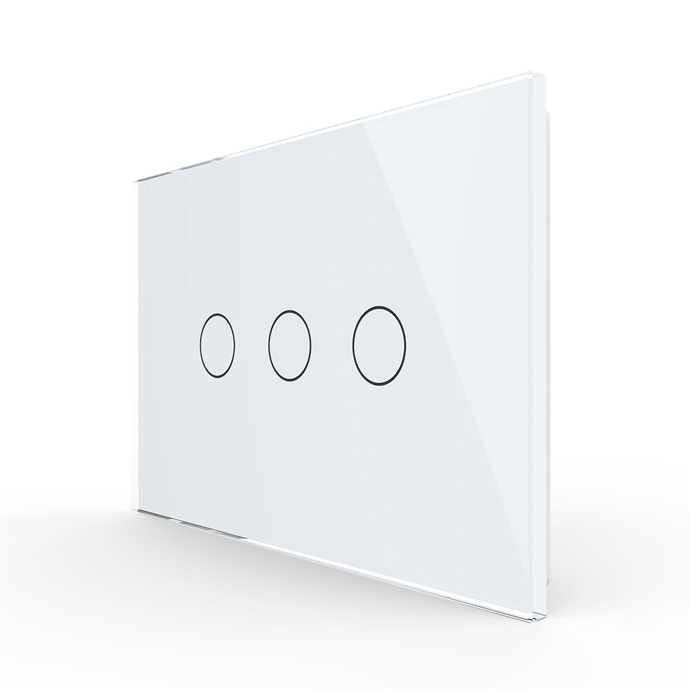 Panou intrerupator triplu cu touch Livolo din sticla, standard Italian, Alb