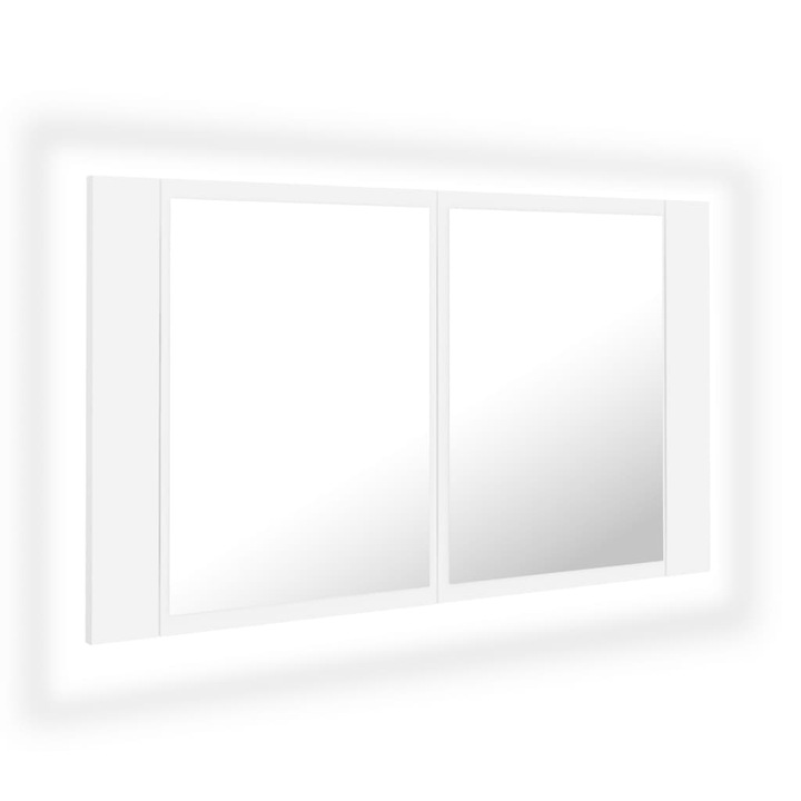 Шкаф с LED огледало за баня vidaXL, бял, 80x12x45 см, акрил, 9 Kg