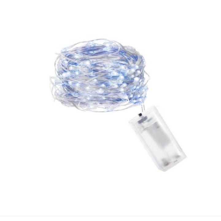 Instalatie de Craciun cu baterii, Lumina alba cald, 3 m, 20 Leduri, pentru Interior sau Exterior, cu Controler