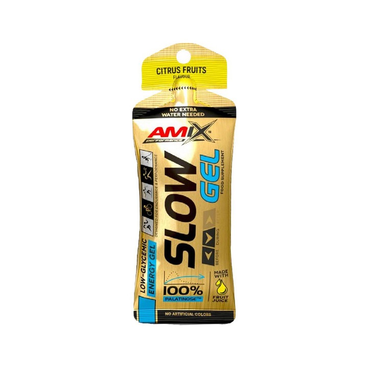 Energetizáló izotóniás gél, Amix, Slow Palatinose Gyümölcs Mix gél, 0,045 kg