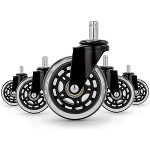 Set 5 Roti din silicon, pentru scaune birou, gaming, universal, diametru 11mm, Negru