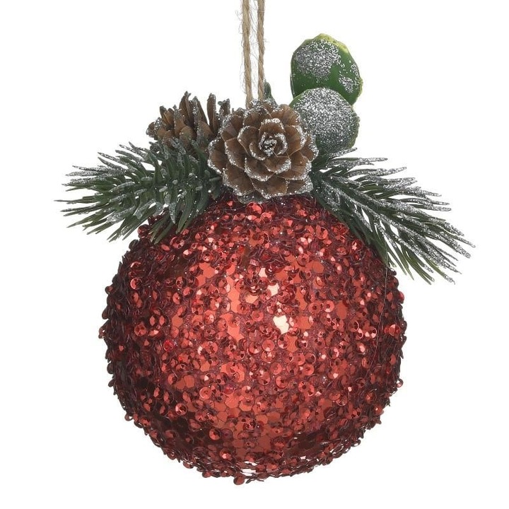 Set 4 globuri rosii, Φ10 cm