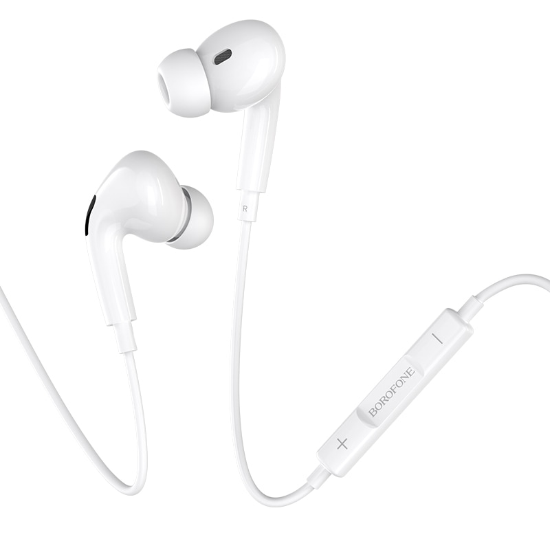Casti audio In Ear, microfon incorporat si control volum, conector Jack 3.5mm, BM30 Pro, 1.2m lungime, Alb