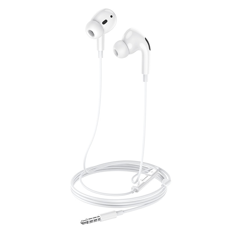 Casti audio In Ear, microfon incorporat si control volum, conector Jack 3.5mm, BM30 Pro, 1.2m lungime, Alb