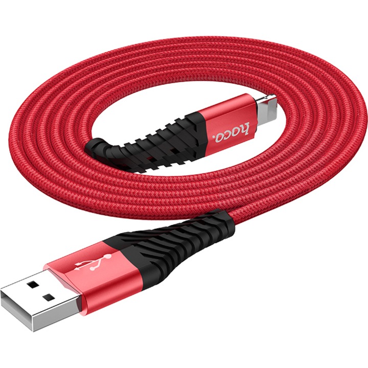 Cablu Date si Incarcare USB la tip Lightning HOCO X38 Cool, 1 m, Rosu