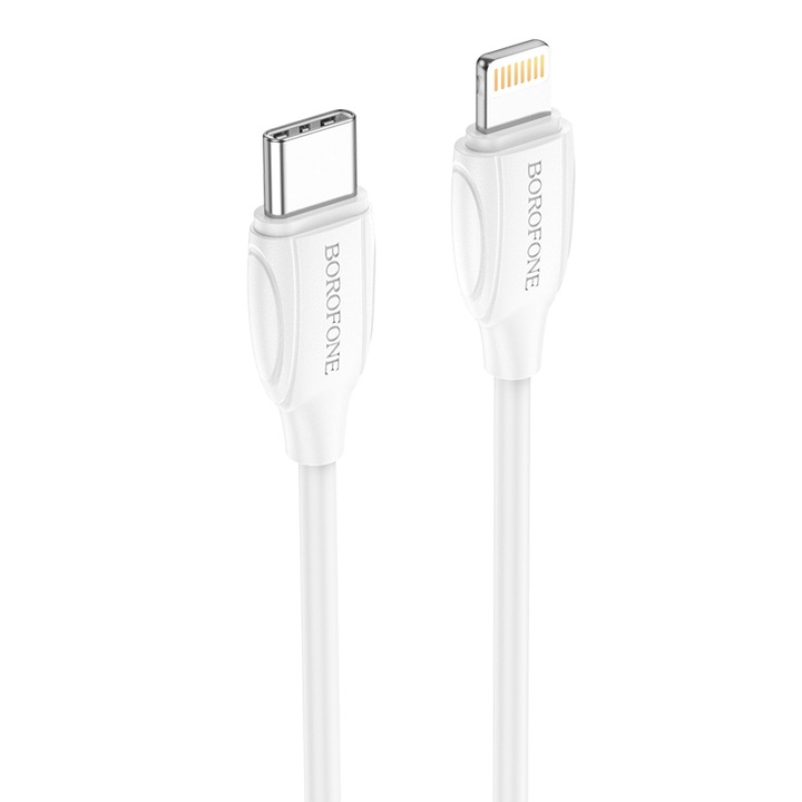 Cablu Date si Incarcare Borofone BX19 USB Type-C / tip Lightning, 2m, Alb
