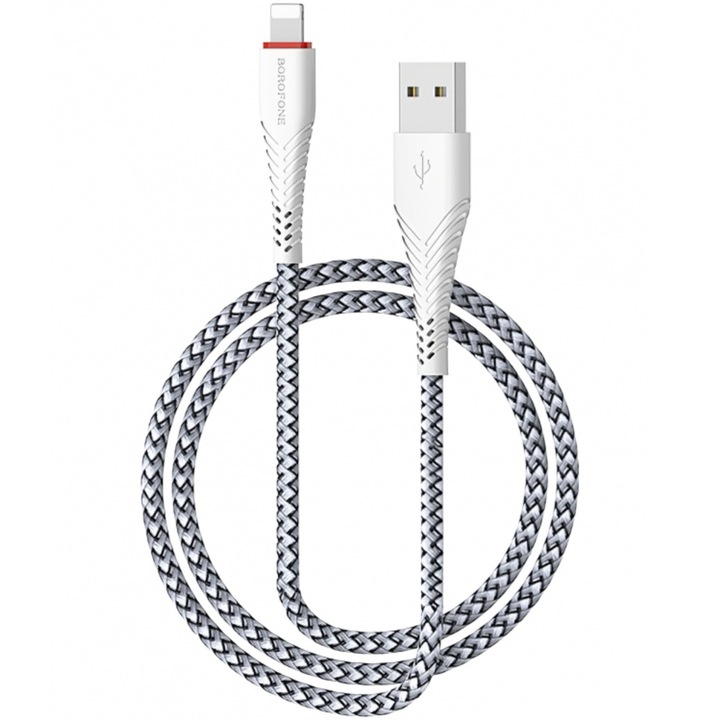Cablu Date si Incarcare tip USB la tip Lightning Borofone BX25 Powerful, 1 m, Alb
