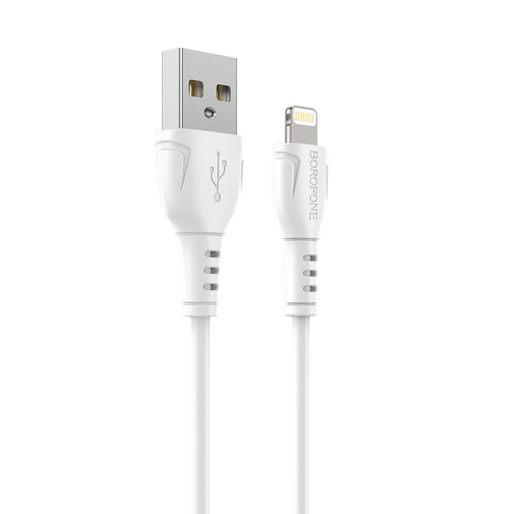 Cablu date si incarcare USB tip Lightning Borofone BX51 Triumph, 1 m, 2.4A, Alb
