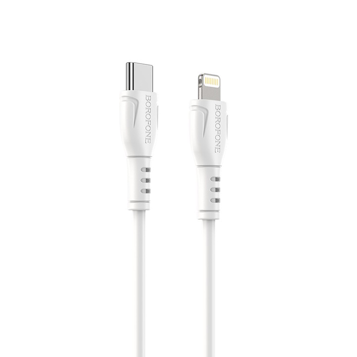 USB-C-Lightning adat- és töltőkábel, Borofone BX51 Triumph, 1 m, 3A, fehér