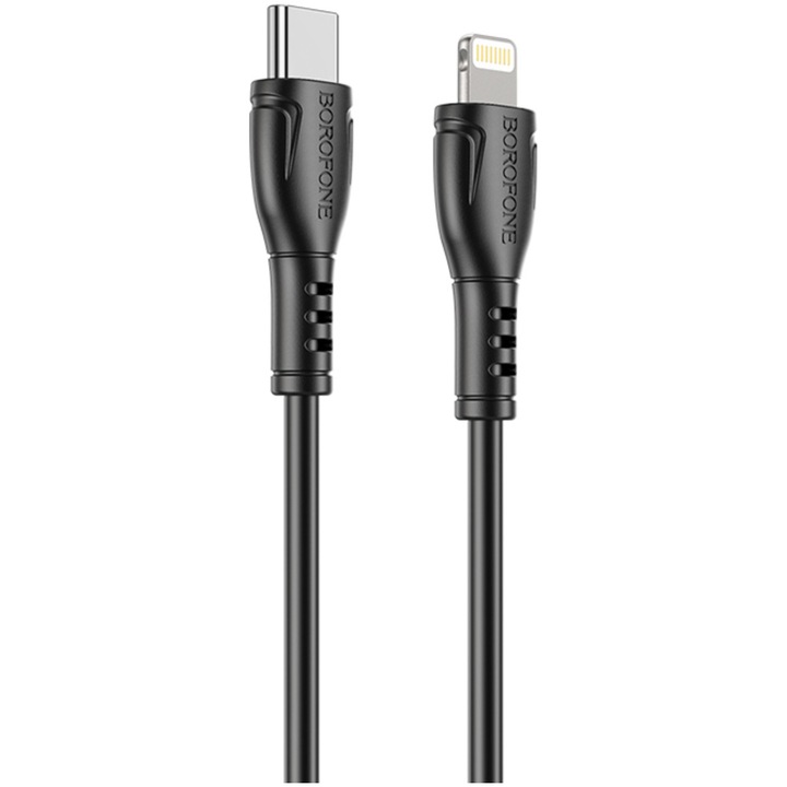 Adat- és töltőkábel USB Type-C és Lightning Borofone BX51 Triumph, 1 m, 3A, fekete