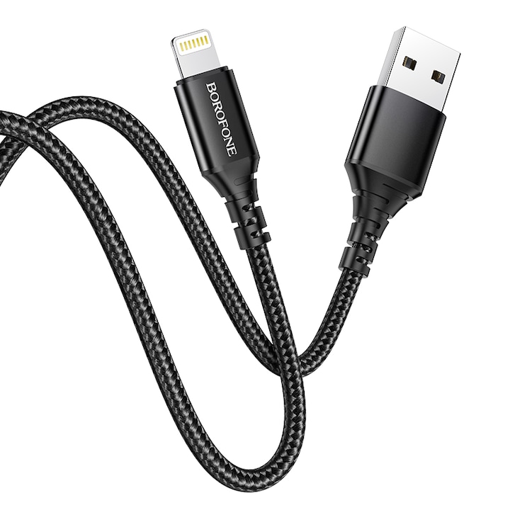 Cablu Date si Incarcare USB la tip Lightning Borofone BX54 Ultra bright, 1 m, 2.4A, Negru