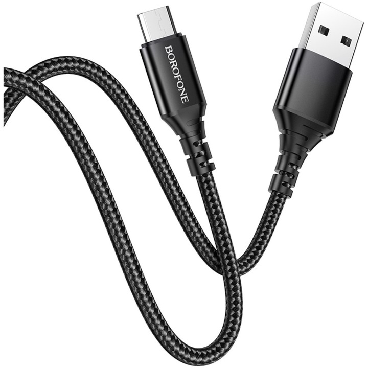 Cablu Date si Incarcare USB la USB Type-C Borofone BX54 Ultra bright, 1 m, 2.4A, Negru