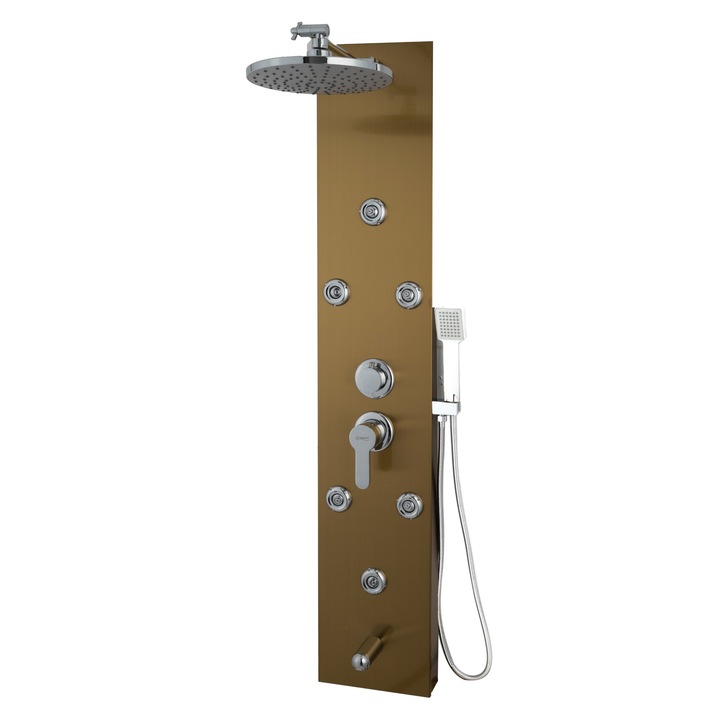 Panou de dus cu hidromasaj, TRENDY’S cu 4 functii, gold satin