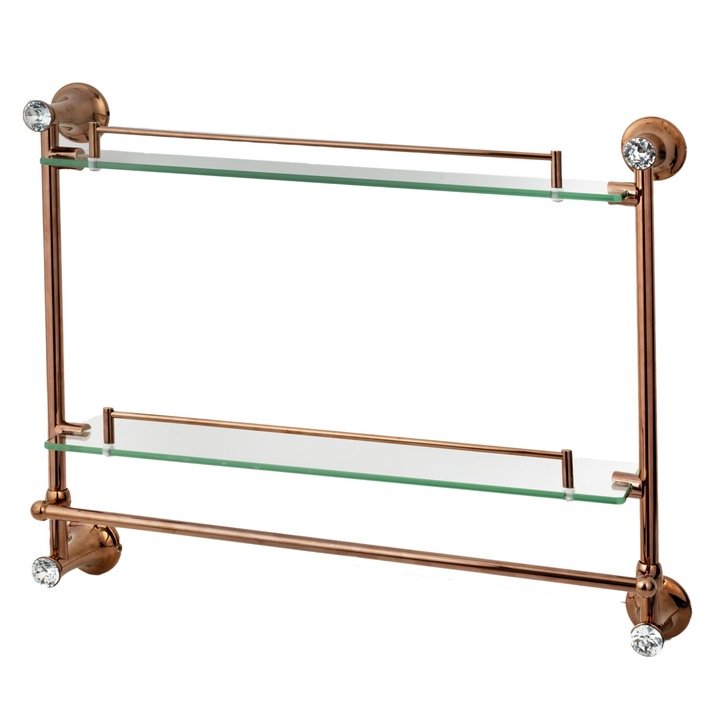 Etajera baie dubla, rose-gold montare pe perete TRENDY'S