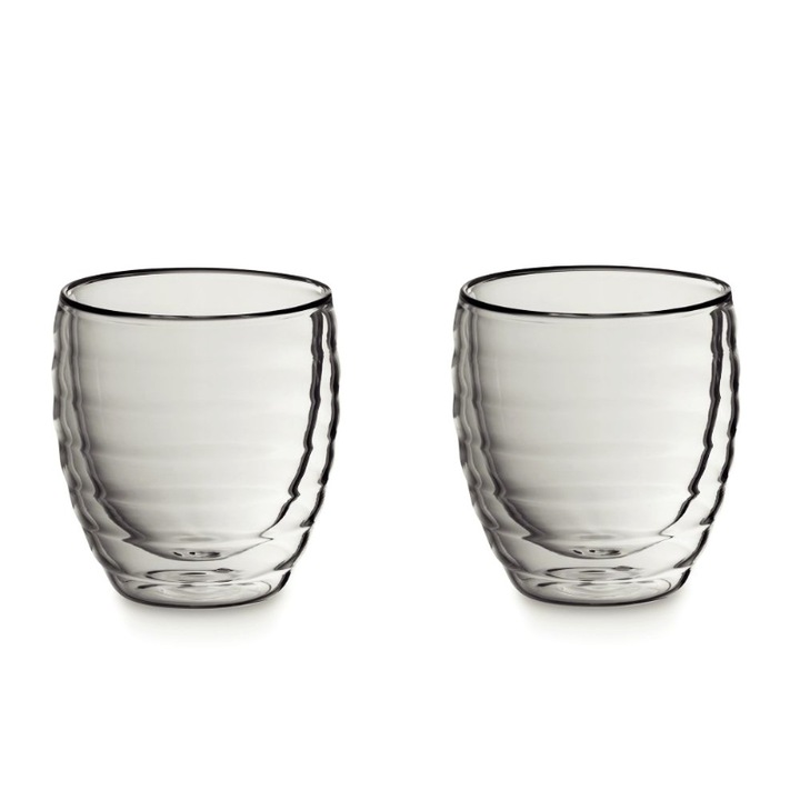 2 db Cesena cappuccino pohár készlet, Boroszilikát üveg, 200 ml, Átlátszó