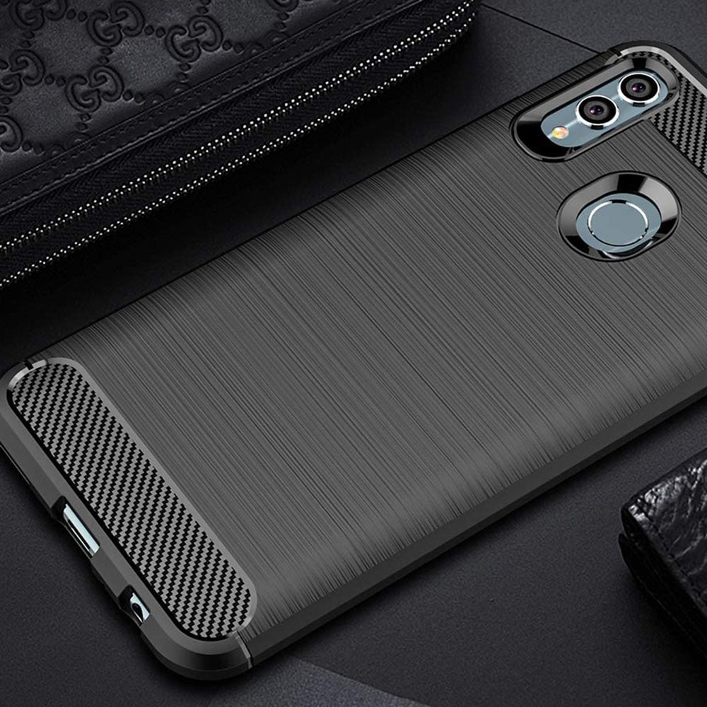 Husa protectie Mat-Tech compatibila cu Huawei P smart 2019 / Honor 10 Lite, Textura Carbon, Finisaj Mat, Anti-Shock, Anti-Fingerprint, Rezistenta la impact, Negru