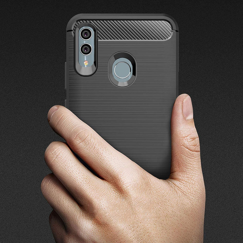 Husa protectie Mat-Tech compatibila cu Huawei P smart 2019 / Honor 10 Lite, Textura Carbon, Finisaj Mat, Anti-Shock, Anti-Fingerprint, Rezistenta la impact, Negru