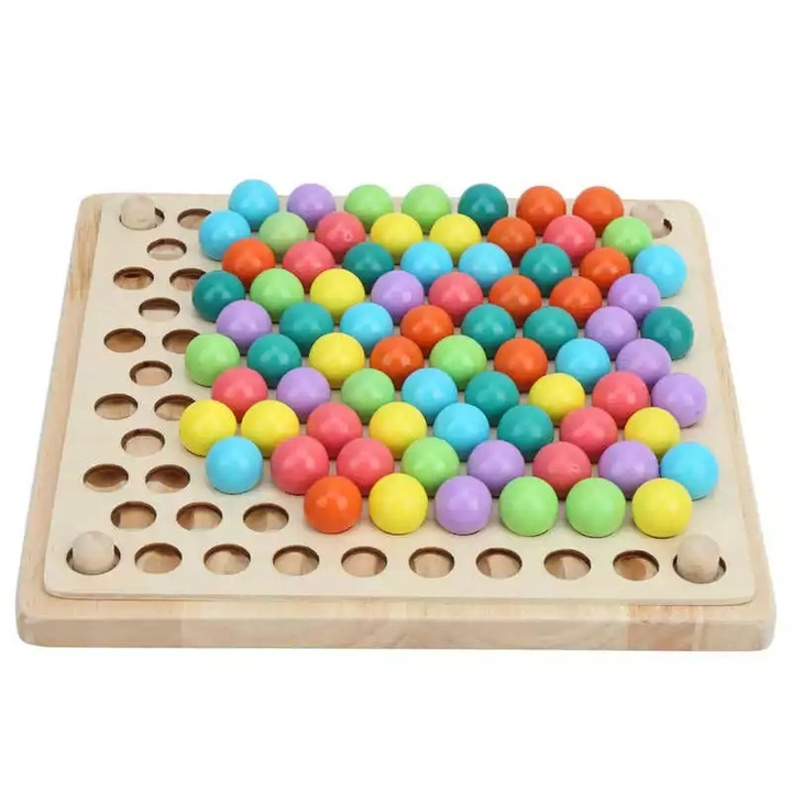 Joc montessori de indemanare cu bile si asociere culori
