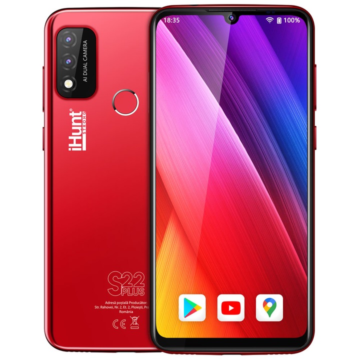 iHunt S22 Plus Mobiltelefon, Dual SIM, 16GB, 2GB RAM, 4G, Piros