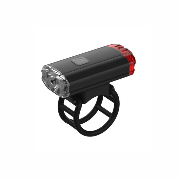Lanterna bicicleta LED K400, PC/Aluminiu, 300Lm, 150 m, 64x32x25 mm, Negru