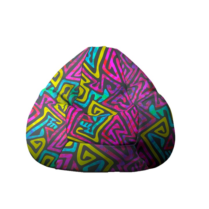 Fotoliu Pufrelax Mare, Nirvana Gigant, Funk, Imprimat, pretabil si la exterior, umplut cu perle polistiren