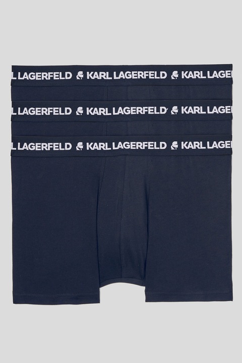 Karl Lagerfeld, Set de boxeri din amestec de bumbac organic - 3 perechi, Bleumarin