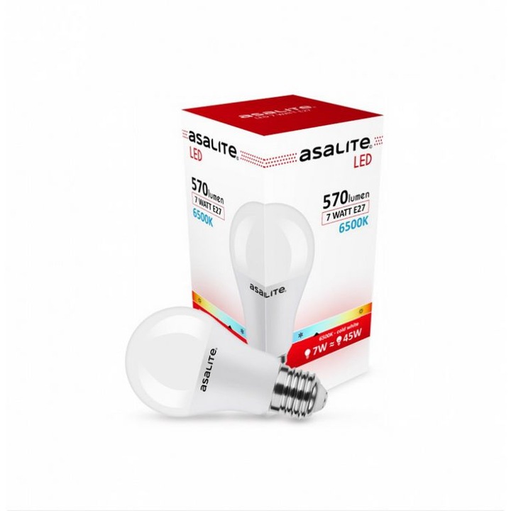 Asalite LED Izzó A60 gömb E27 7W 6500K (630 lumen)