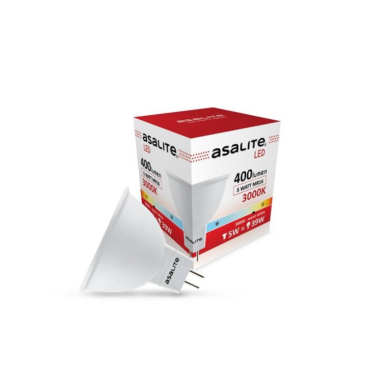 Asalite LED Izzó MR16 spot 12V 5W 3000K (400 lumen)