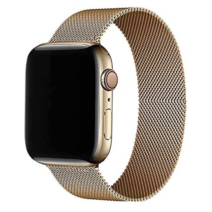 SILKASE каишка за Apple iWatch, Milanese Metallic, 38/40/41 мм, винтидж злато